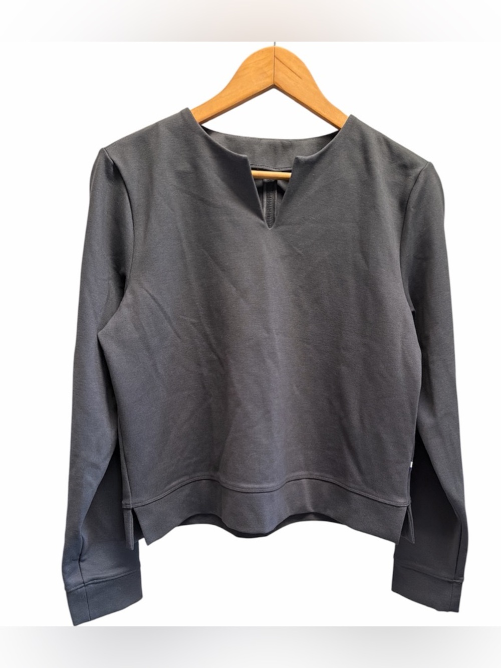 Kit & Ace Women's Gray Long-Sleeve Pullover Top Size M Boxy Fit